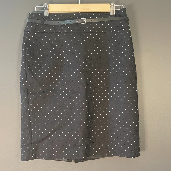 Liz Claiborne belted pencil skirt black mini dot - Picture 2 of 5